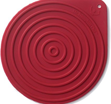 Silicone Hot Pad Trivet for Microwave Turntables, Stoneware, Cassoroles, Tea Kettles or Anything Hot, Heavy Duty Circle, Large (9 1/8″), Dark Red Review