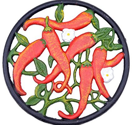 Decorative Cast Iron Trivet Hot Chilli Peppers 7″ Wide Review