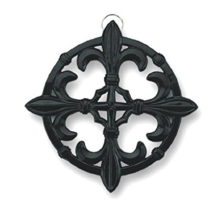 Old Dutch Jet Black Fleur De Lis Trivet, 9-Inch