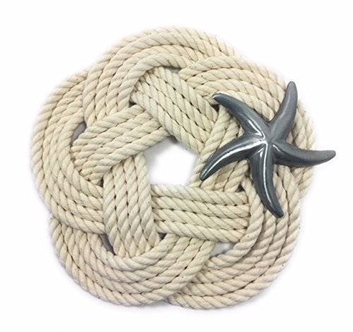 Nautical Sailor Knot Cotton Rope Trivet Natural White Sailor Rope