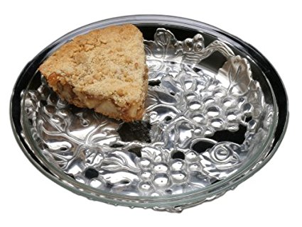 Arthur Court Grape Glass and Metal Pie Plate Trivet, 9-Inch