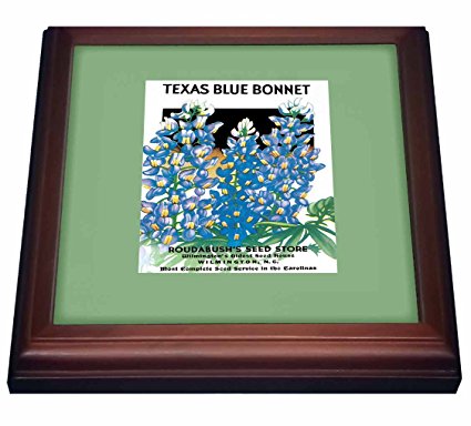 3dRose trv_170943_1 Texas Blue Bonnet Seed Packet Reproduction Trivet with Ceramic Tile, 8 by 8