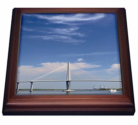 3dRose trv_94246_1 Arthur Ravenel Jr. Bridge, Charleston, South Carolina US41 AJE0103 Adam Jones Trivet with Ceramic Tile, 8 by 8