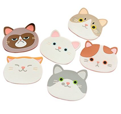 Ozzptuu Set of 6 Silicone Cartoon Cat Pot Holders Heat-resistant Non-slip Trivet Mat Hot Pot Cup Coasters Review