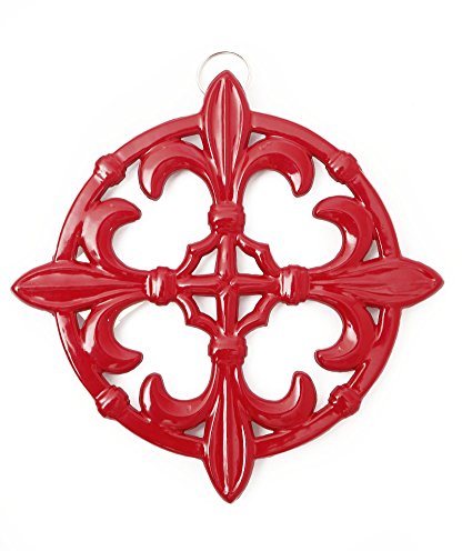 Old Dutch Fleur De Lis Trivet, 9-Inch, Red