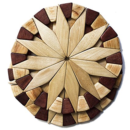 Natural Wood Trivets For Hot Dishes - 2 Eco-friendly, Sturdy and Durable Kitchen Hot Pads. Handmade Festive Design Table Decor - Perfect Kitchen Gifts Idea, by Ecosall.