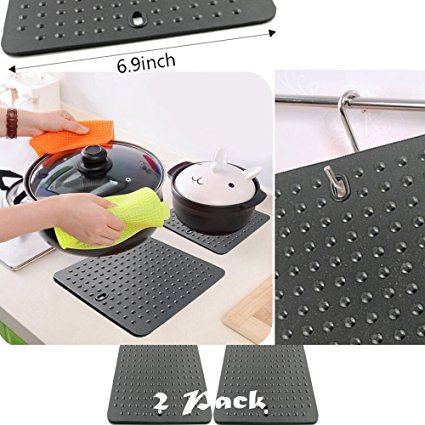 ☞ 2 PCS Quality Silicone Dot Trivet Cooling Mat. Pads for Hot Dishes, Hot Pot and Any Other Hot Stuff - Non Toxic Food Grade Silicone Bake Ware Color: Black by DidaDi