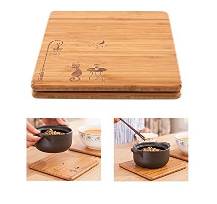 Gobam Trivet Bamboo Coasters Pot Holders Durable great for Table Kitchen,Natural Bamboo, 2 Piece,Square-7.48-inch Review