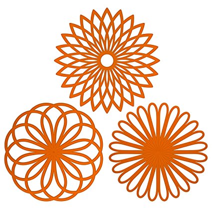 Me.fam™ Creative Trivet,silicone Trivet,placemat,pot Holder,jar Opener,spoon Rest and Garlic Peeler,(set of 3 Pack)non Slip,flexible,durable,dishwasher Safe,heat Resistant Hot Pads (Orange)