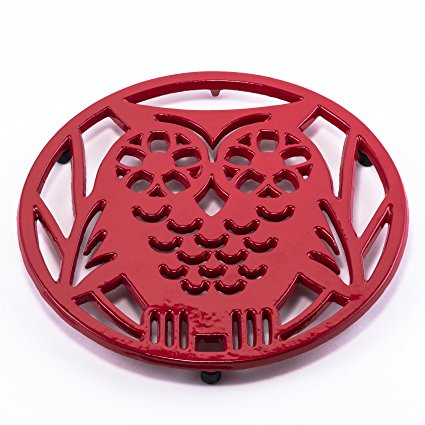 Old Dutch Wise Owl Trivet, Tango Red