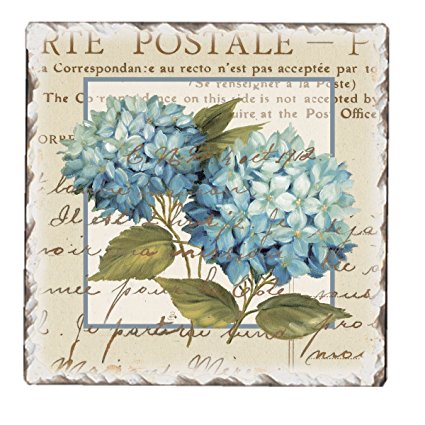 CounterArt Blue Hydrangeas Tumbled Tile Trivet, 6-Inch