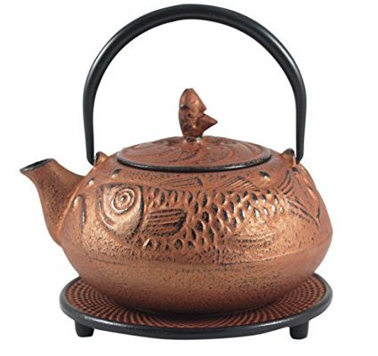 Bronze Cast Iron Fish Design Tetsubin with Trivet 20 ounces Review