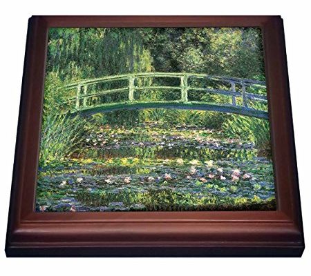 3dRose trv_126630_1 Water Lilies and Japanese Bridge by Claude Monet 1899 Trivet with Ceramic Tile, 8 by 8″, Brown Review