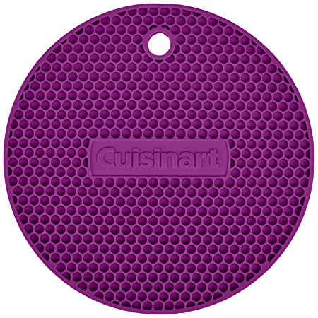 Cuisinart Multipurpose Silicone Kitchen Tool, Trivet/Pot Holder, Spoon Rest, Jar Opener, Coaster, Round Heat Resistant Pad, Purple