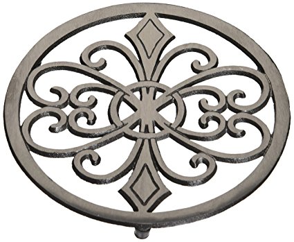 American Atelier Round Cast Iron Trivet, Silver