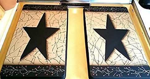 Primitive Country Decor Hand Painted Farmhouse Style Faux Crackled Stainless Steel Stove Burner Covers Set of 2 Review