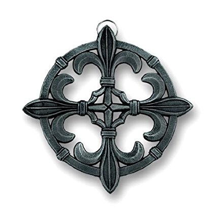 Old Dutch Pewter Fleur De Lis Trivet, 9-Inch, Antique