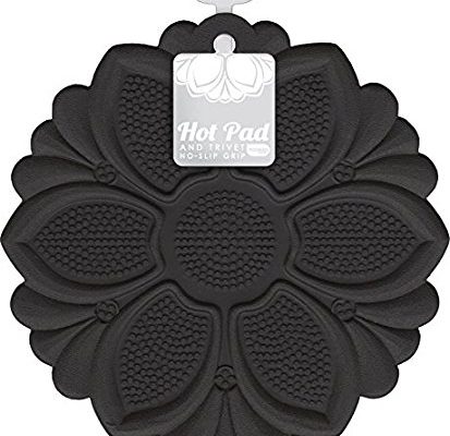 Talisman Designs No-Slip Grip Hot Pad, Pot Holder & Trivet, BPA-free Silicone, Black, 7.5″ Diameter Review