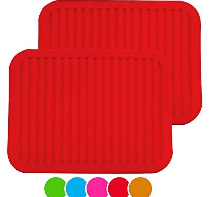 ME.FAN 9″ x 12″ Big Silicone Trivets – Multi-purpose Silicone Pot Holders, Spoon Rest and Kitchen Table Mat – Insulated, Flexible, Durable, Non Slip Hot Pads and Coasters (2 Set) Red Review