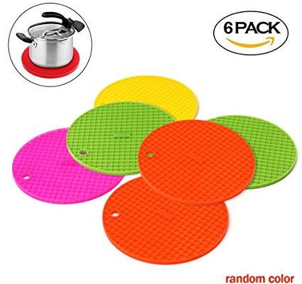 Thick Silicone Hot Pads, CRIVERS Flexible Trivet Mat, Pot Holders, Spoon Rest, Jar Opener & Coasters, Heat Resistant Bowl Saucepan Mat, Dishwasher Safe Kitchen Pads(Set of 6, Assorted Colors) Review