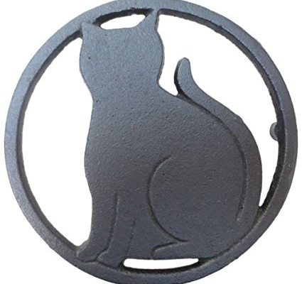 Black Cat Metal Trivet with Feet for Kitchen or Dining Table – Cast Iron – 5.6-Inches Across – More than One Makes a Set for Countertop – Popular Cat Lover Gifts and Halloween Decorations Review