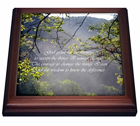 3dRose trv_51058_1 Serenity Prayer in Scene Trivet with Ceramic Tile, 8 by 8