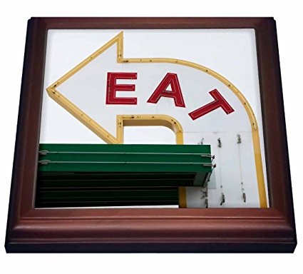 3dRose trv_97201_1 USA, Wisconsin, Madison, Eat Sign at Diner US50 PSO0001 Paul Souders Trivet with Ceramic Tile, 8 by 8″, Brown Review