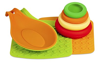 Multipurpose Silicone Kitchen Set: Trivet Mats / Pot Holders, Spoon rests +Food/Jar Caps Review