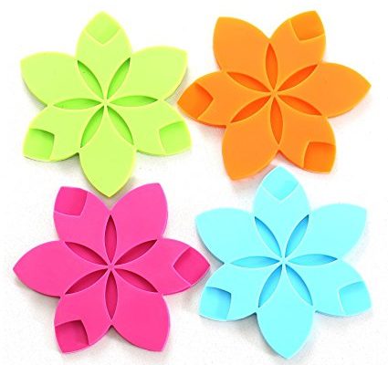 Teabloom Hot/Cold Slip-Proof Star Shaped Silicone Coasters / Trivet – Dishwasher-Safe, Microwave-Safe – Colorful, Protective, No-Scratch & Non-Stick Table Trivet 4pc Set Review