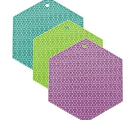 Lamson Honeycomb HotSpot Pot Holder/Trivet 3 piece Set, Coastal Colors with Aqua, Lime, and Pink Review