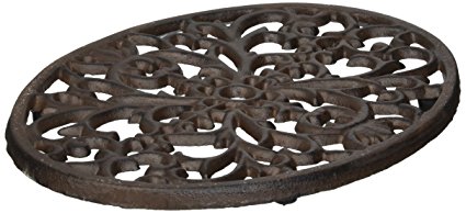 Cast Iron Trivet Ornate Elegant Design Oval Tray Dark Brown Finish Country Vintage Home Kitchen Décor Review