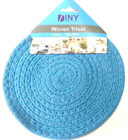 DINY Home 2 Piece Woven Trivet Set (Blue)